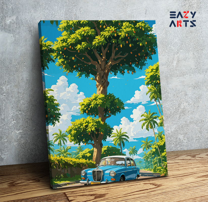 DIY Paint by numbers kit - Tropical Journey with Classic Car Paint by Numbers Kit