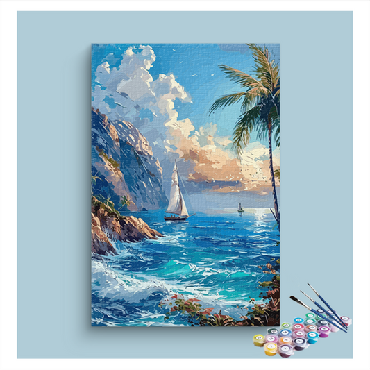 DIY Painting Kit -Sailing Serenity: Ocean View Paint by Numbers Kit