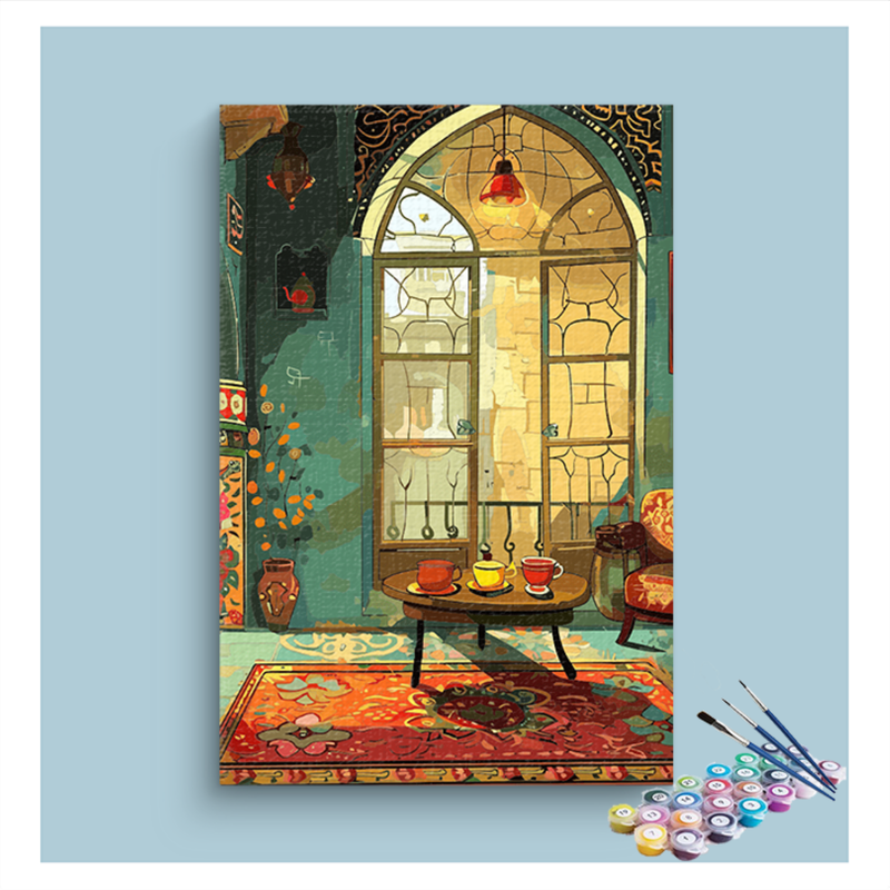 DIY Painting Kit -Cozy Moroccan Coffee Corner Paint by Numbers Kit