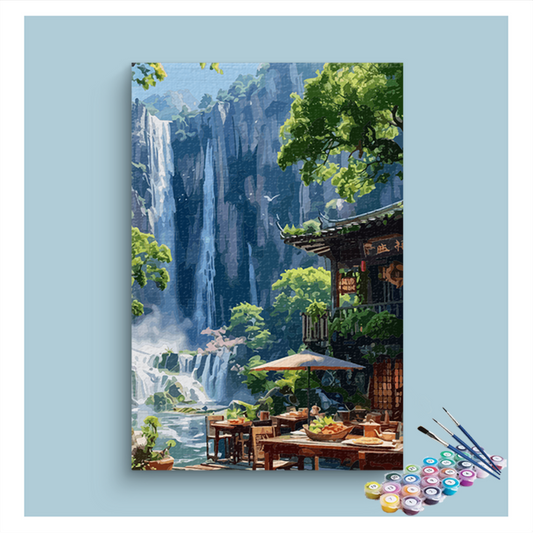 DIY Painting Kit -Waterfall Cafe Paint by Numbers Kit