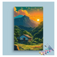 DIY Painting Kit -Sunset Mountain Cottage Paint by Numbers Kit