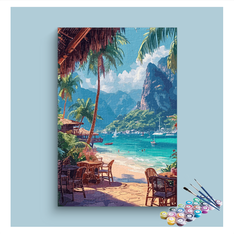 DIY Painting Kit -Tropical Beachfront Café Paint by Numbers Kit