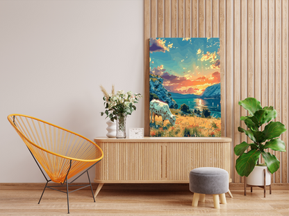 DIY PBN Kit - Grazing Cow by Sunset Lakeside Paint by Numbers Kit