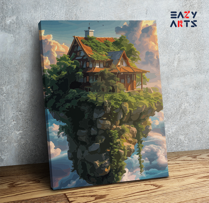 DIY Paint by numbers kit - Floating Island Cottage Paint by Numbers Kit