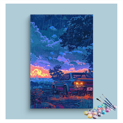 DIY Painting Kit -Rainy Dusk Drive Paint by Numbers Kit