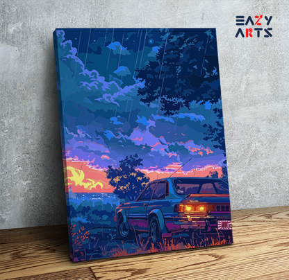 DIY Paint by numbers kit - Rainy Dusk Drive Paint by Numbers Kit