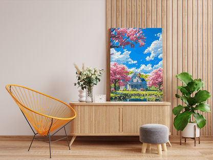 DIY PBN Kit - Springtime Cottage by the Lake Paint by Numbers Kit