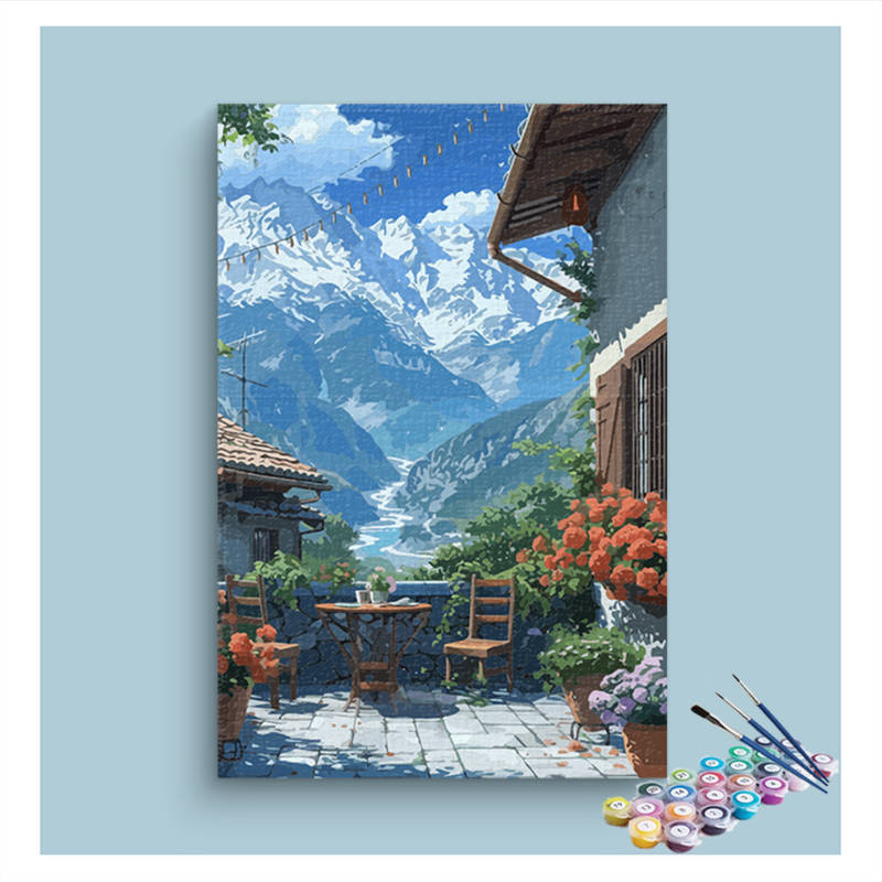 DIY Painting Kit -Mountain Terrace View Paint by Numbers Kit