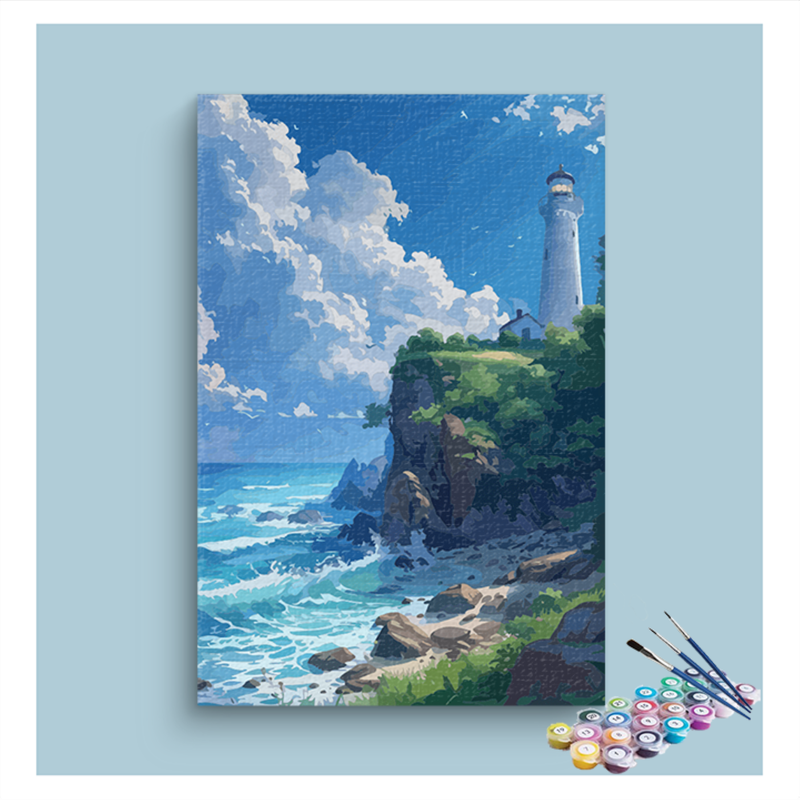 DIY Painting Kit -Lighthouse by the Cliffs Paint by Numbers Kit