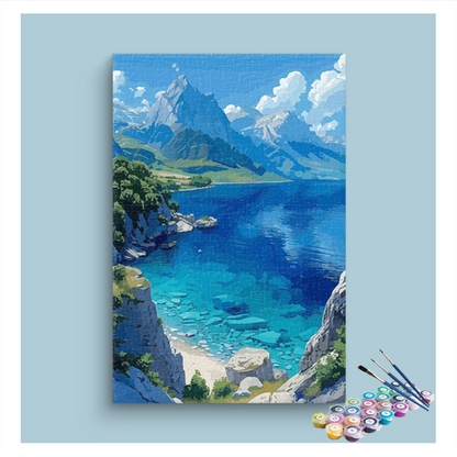 DIY Painting Kit -Mountain Lake Serenity Paint by Numbers Kit