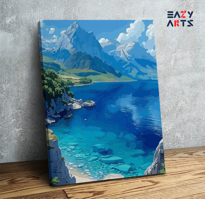 DIY Paint by numbers kit - Mountain Lake Serenity Paint by Numbers Kit