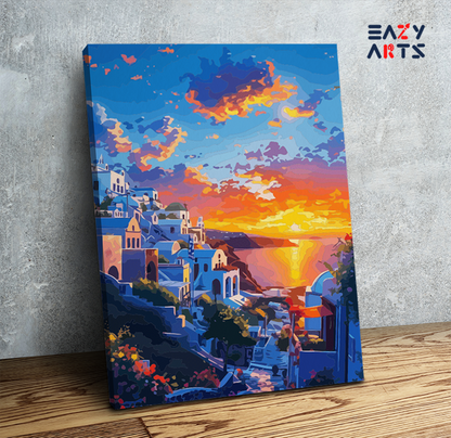 DIY Paint by numbers kit - Santorini Sunset Paint by Numbers Kit