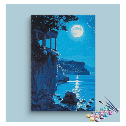 DIY Painting Kit -Moonlit Coastal View Paint by Numbers Kit