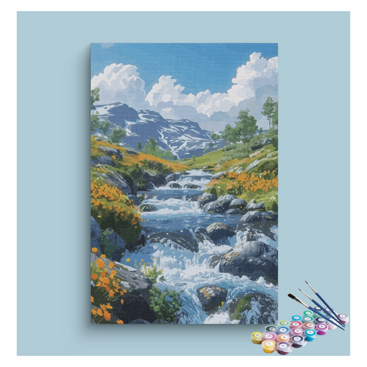 DIY Painting Kit -Mountain Stream Serenity Paint by Numbers Kit