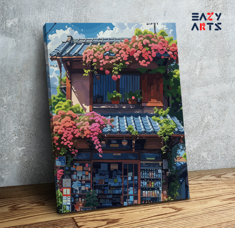 DIY Paint by numbers kit - Charming Japanese Storefront Paint by Numbers Kit