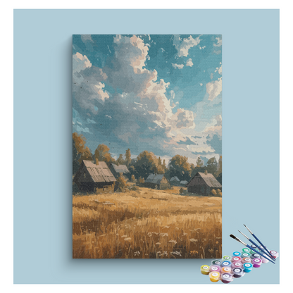 DIY Painting Kit -Golden Countryside Village Paint by Numbers Kit