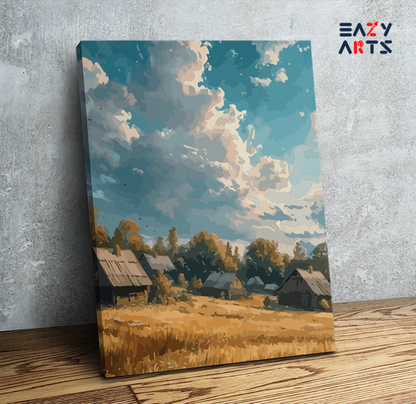 DIY Paint by numbers kit - Golden Countryside Village Paint by Numbers Kit