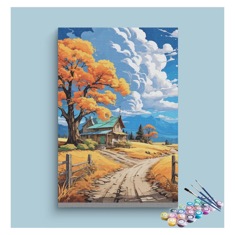 DIY Painting Kit -Autumn Farmhouse Retreat Paint by Numbers Kit