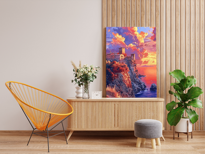 DIY PBN Kit - Sunset Castle Cliff Paint by Numbers Kit
