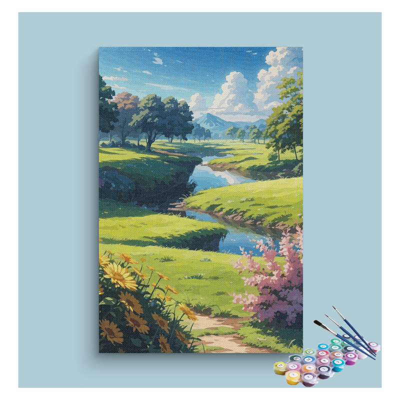 DIY Painting Kit -Tranquil Meadow Stream Paint by Numbers Kit