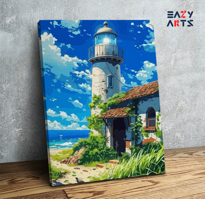 DIY Paint by numbers kit - Coastal Lighthouse Escape Paint by Numbers Kit