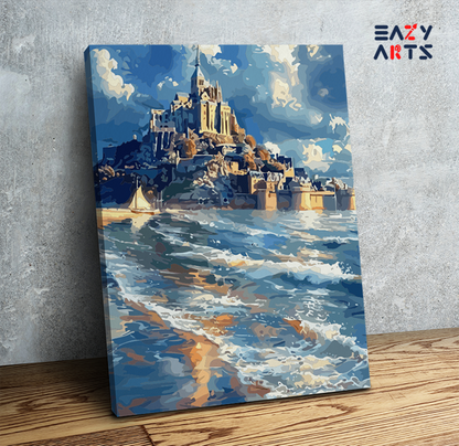 DIY Paint by numbers kit - Majestic Castle by the Sea Paint by Numbers Kit