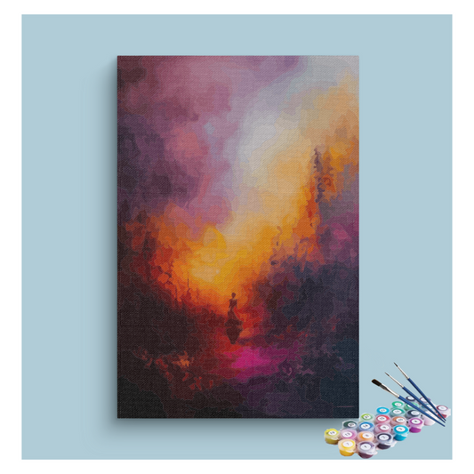 DIY Painting Kit -Abstract Sunset Silhouette Paint by Numbers Kit