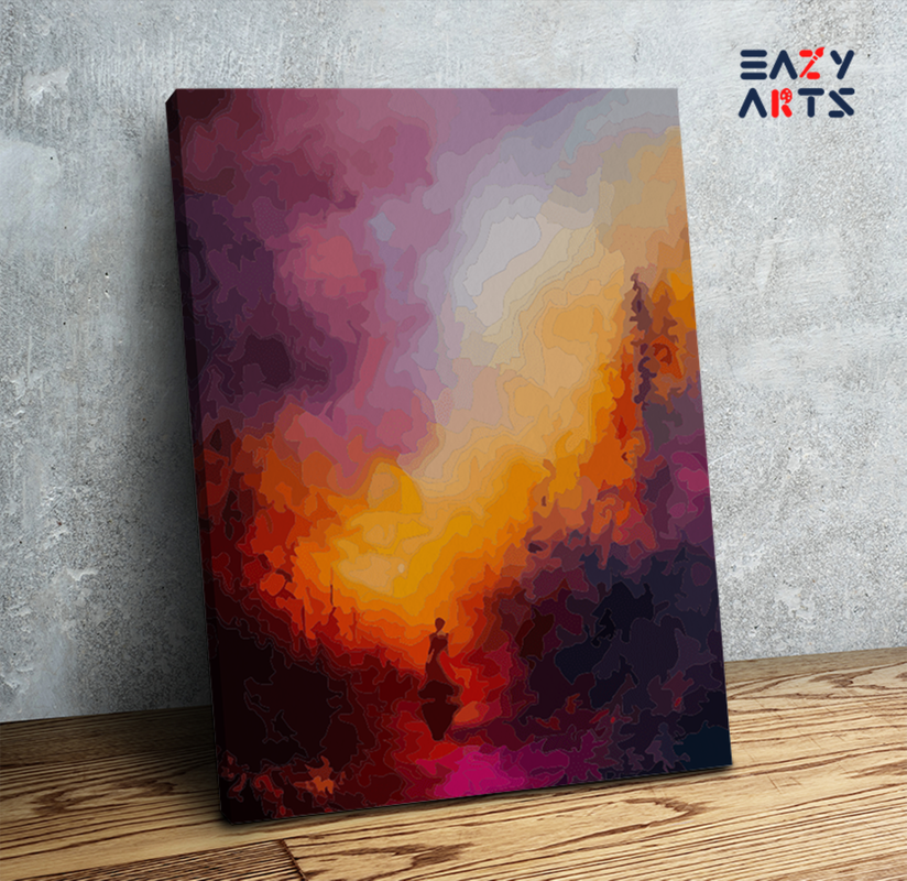 DIY Paint by numbers kit - Abstract Sunset Silhouette Paint by Numbers Kit