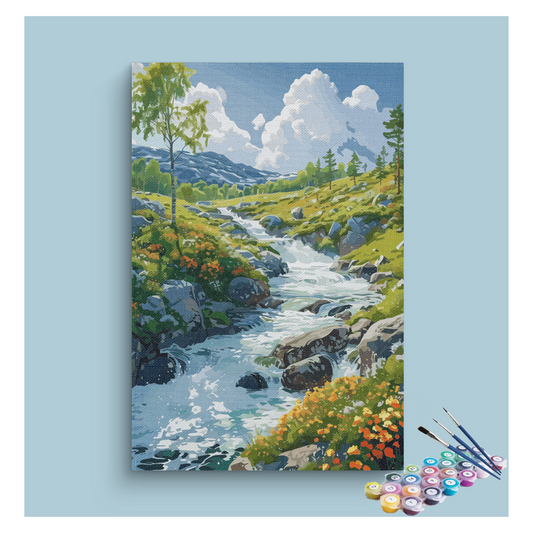 DIY Painting Kit -Mountain Stream by Serenity Paint by Numbers Kit