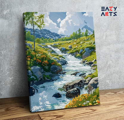 DIY Paint by numbers kit - Mountain Stream by Serenity Paint by Numbers Kit