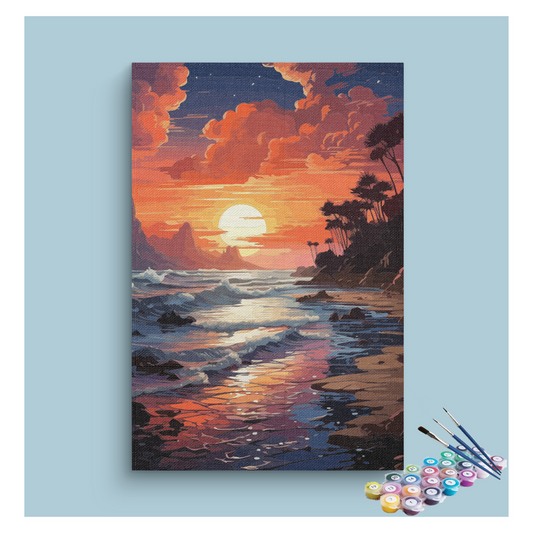 DIY Painting Kit -Sunset Paradise Paint by Numbers Kit