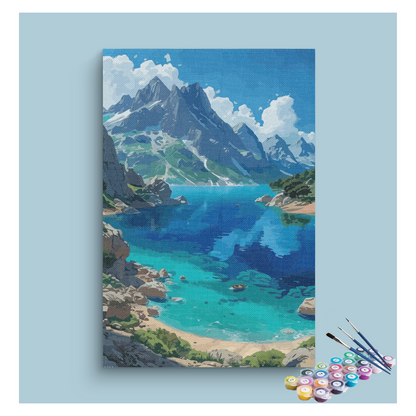 DIY Painting Kit -Majestic Mountain Lake Paint by Numbers Kit