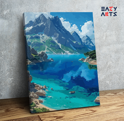 DIY Paint by numbers kit - Majestic Mountain Lake Paint by Numbers Kit