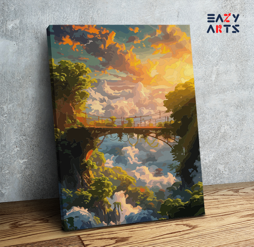 DIY Paint by numbers kit - Mystical Bridge at Sunset Paint by Numbers Kit