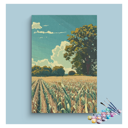DIY Painting Kit -Golden Harvest Fields Paint by Numbers Kit