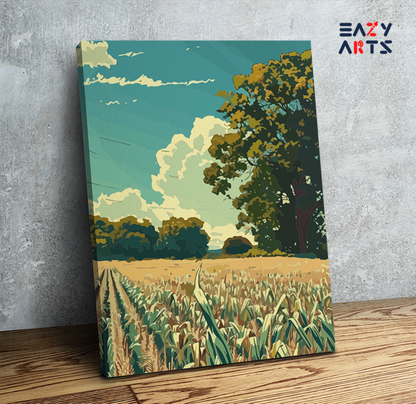 DIY Paint by numbers kit - Golden Harvest Fields Paint by Numbers Kit