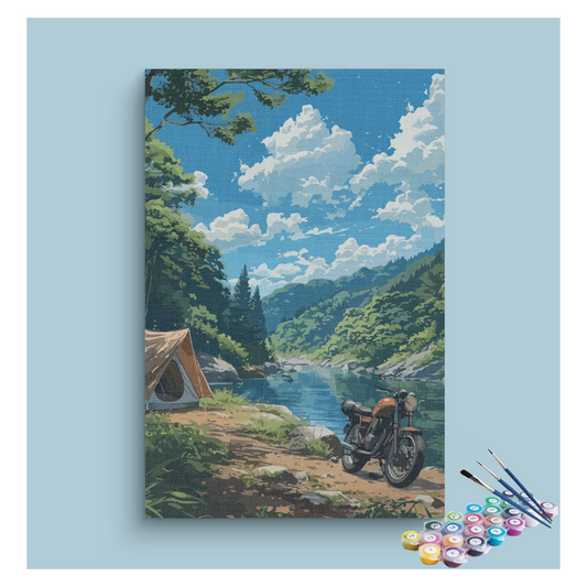 DIY Painting Kit -Wilderness Camping Motorcycle Adventure Paint by Numbers Kit