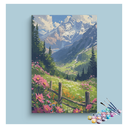 DIY Painting Kit -Alpine Meadow Blossoms Paint by Numbers Kit
