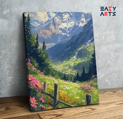 DIY Paint by numbers kit - Alpine Meadow Blossoms Paint by Numbers Kit