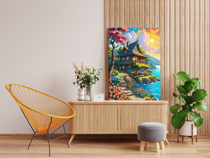 DIY PBN Kit - Cottage by the Lake Paint by Numbers Kit