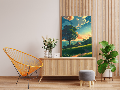 DIY PBN Kit - Sunset Countryside Landscape Paint by Numbers Kit
