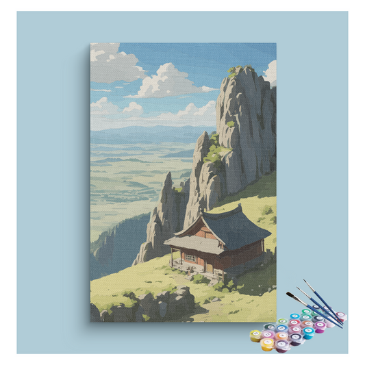 DIY Painting Kit -Mountain Temple Landscape Paint by Numbers Kit