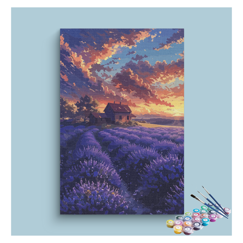 DIY Painting Kit -Sunset Lavender Farm Paint by Numbers Kit