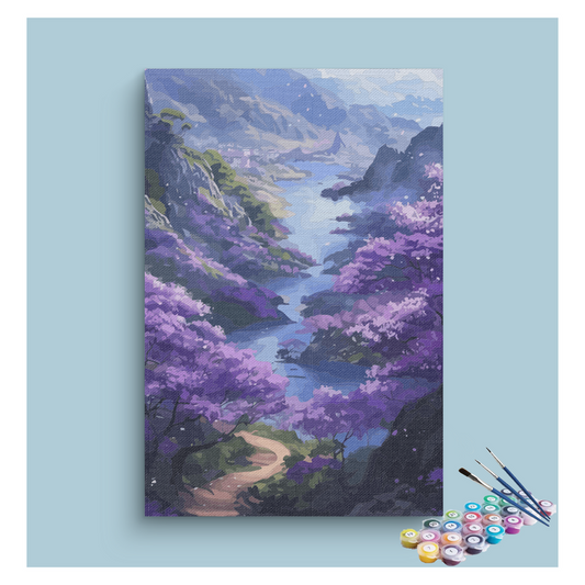 DIY Painting Kit -Purple Valley River Landscape Paint by Numbers Kit