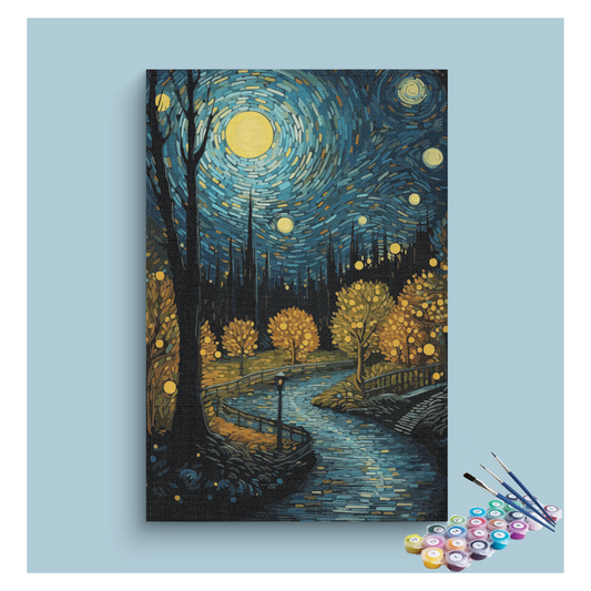 DIY Painting Kit -Starry Night Riverside Paint by Numbers Kit