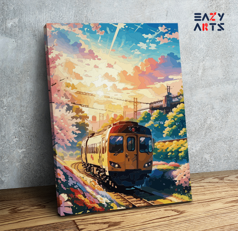 DIY Paint by numbers kit - Sunset Train Journey Paint by Numbers Kit