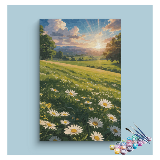 DIY Painting Kit -Sunset Daisy Meadow Paint by Numbers Kit