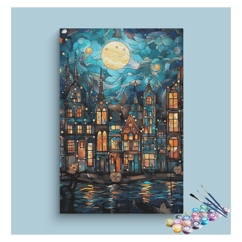 DIY Painting Kit -Moonlit City Dreamscape Paint by Numbers Kit