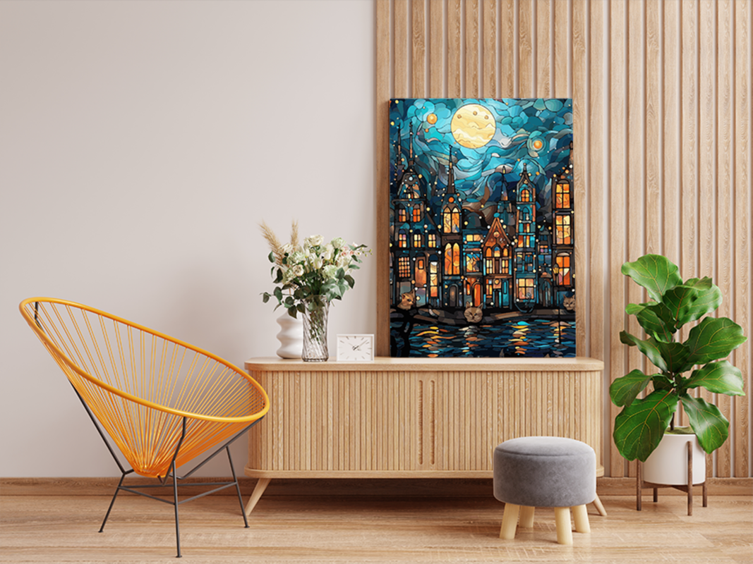 DIY PBN Kit - Moonlit City Dreamscape Paint by Numbers Kit