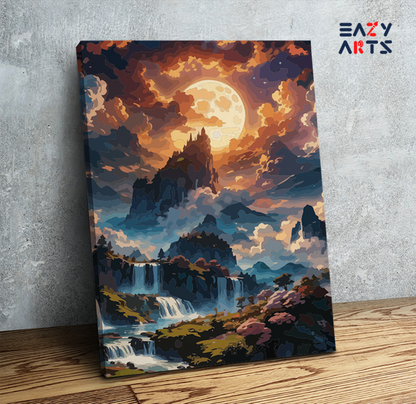 DIY Paint by numbers kit - Moonlit Waterfall Fantasy Landscape Paint by Numbers Kit